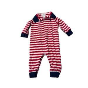 Ralph Lauren Striped Red and White Footie with Navy Accents